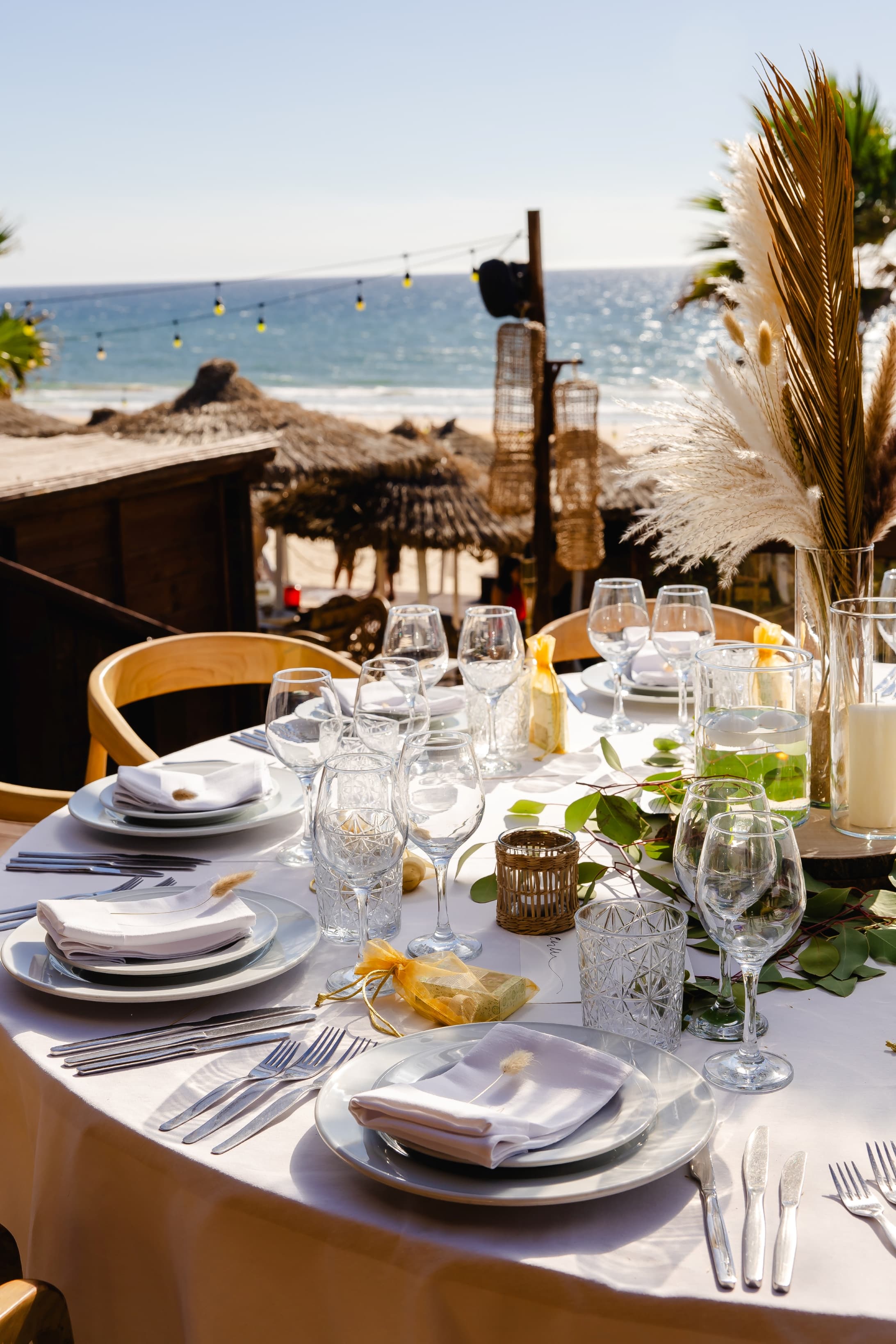 Set table with ocean view at Kailua