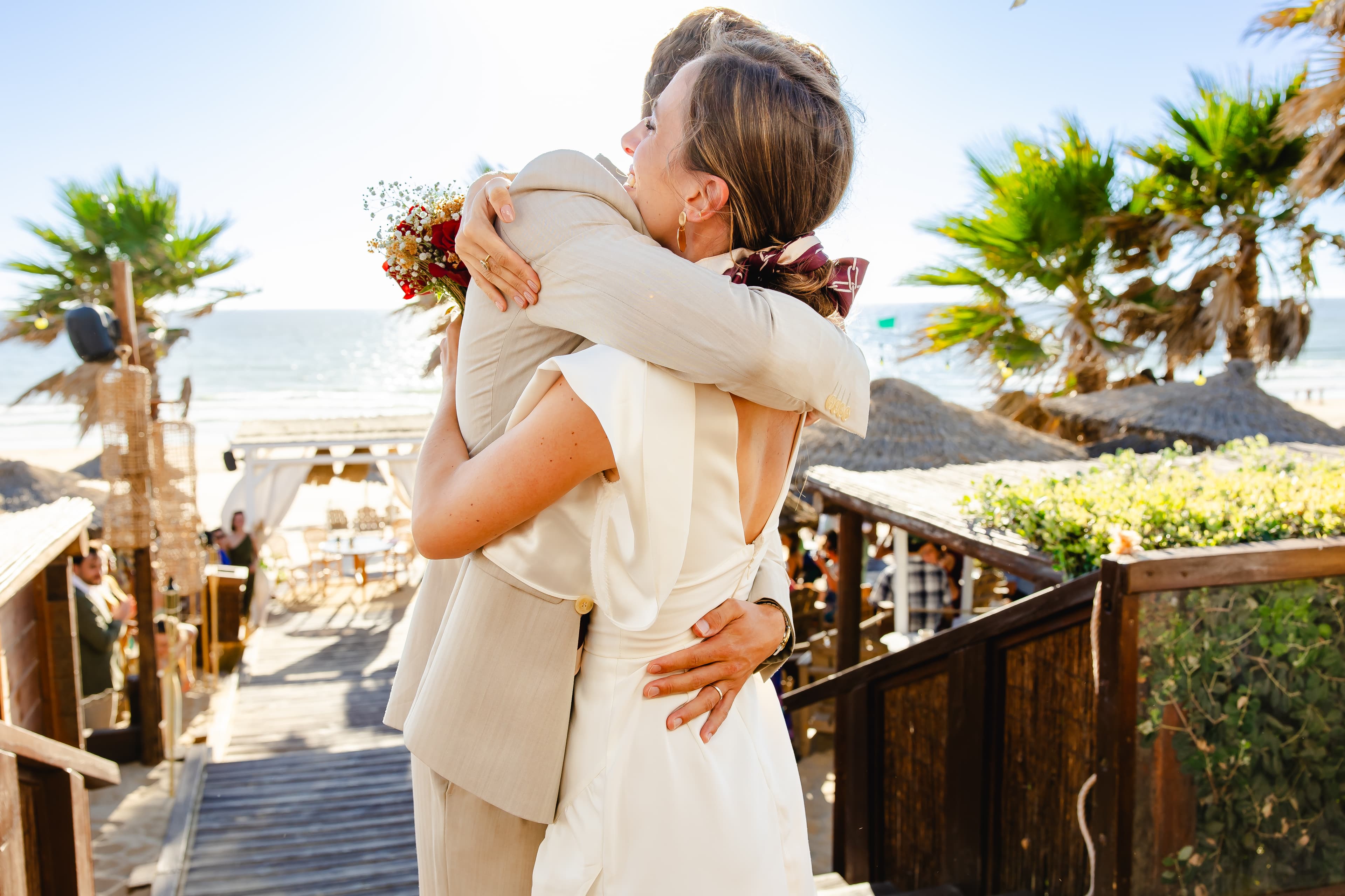 Outdoor wedding ceremony at Kailua, with ocean view